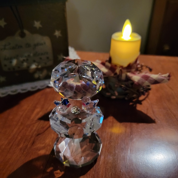 CRYSTAL WORLD ♡ Sweet Vintage Heavy Crystal Bird Bath Two Birds 'n Crystal Ball - Picture 3 of 17